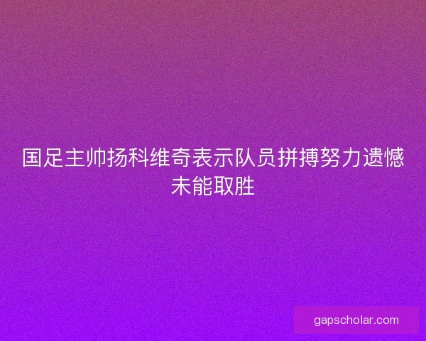 国足主帅扬科维奇表示队员拼搏努力遗憾未能取胜